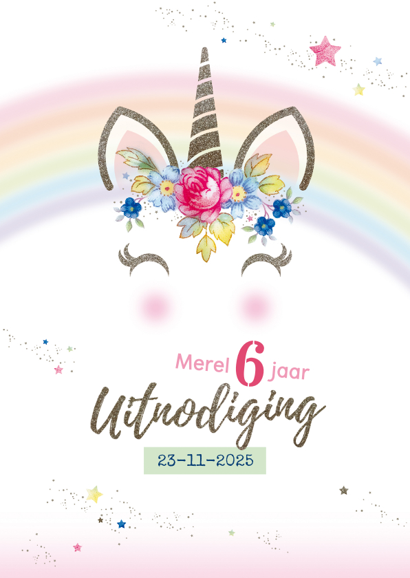 Kinderfeestjes - Uitnodiging kinderfeest Unicorn ansichtkaart