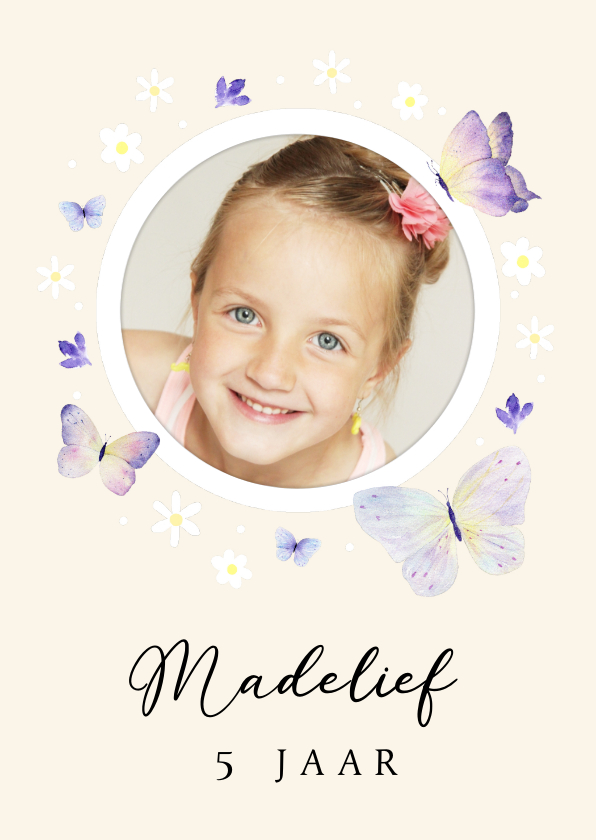 Kinderfeestjes - Uitnodiging kinderfeestje bloemetjes en vlinders