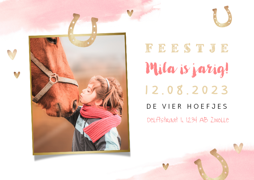 Kinderfeestjes - Uitnodiging kinderfeestje meisje paarden paardrijden foto