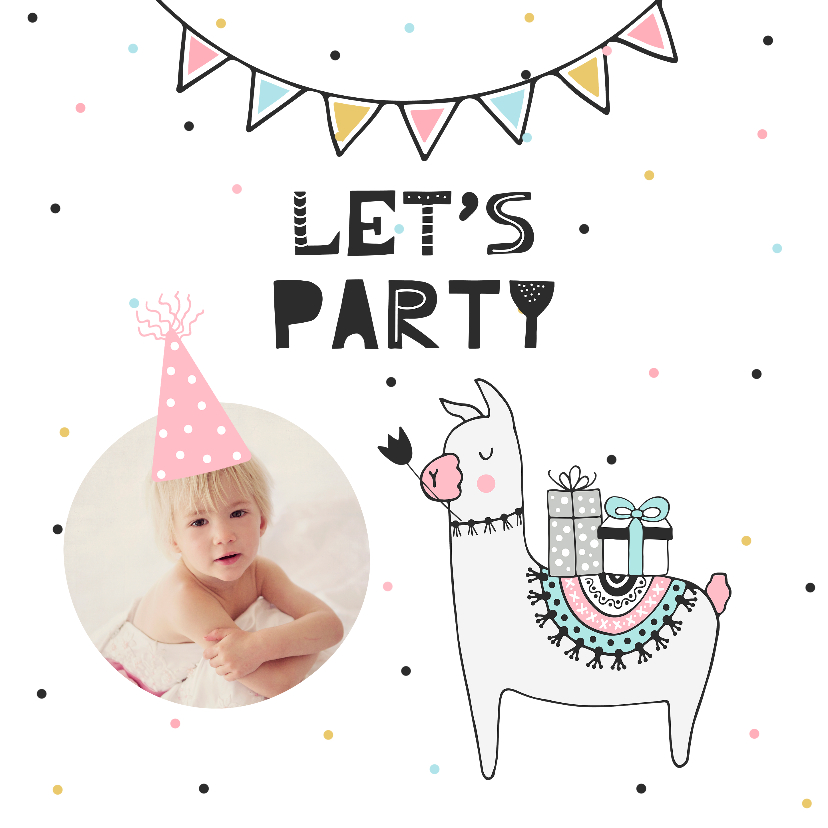 Uitnodiging kinderfeestje met trendy lama - Kinderfeestjes Kinderfeestjes - Uitnodiging kinderfeestje met trendy lama