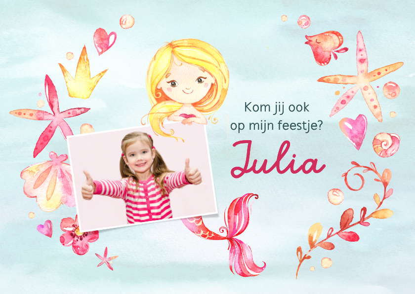 Kinderfeestjes - Uitnodiging kinderfeestje met zeemeermin
