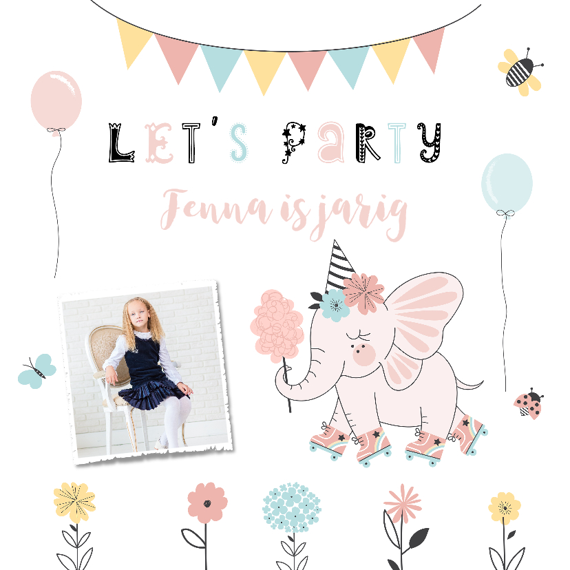 Uitnodiging kinderfeestje scandinavisch olifant - Kinderfeestjes Kinderfeestjes - Uitnodiging kinderfeestje scandinavisch olifant