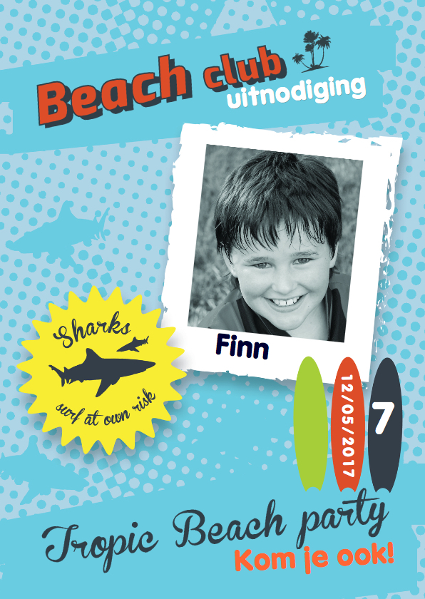 Uitnodiging kinderfeestje tropic beach - Kinderfeestjes Kinderfeestjes - Uitnodiging kinderfeestje tropic beach