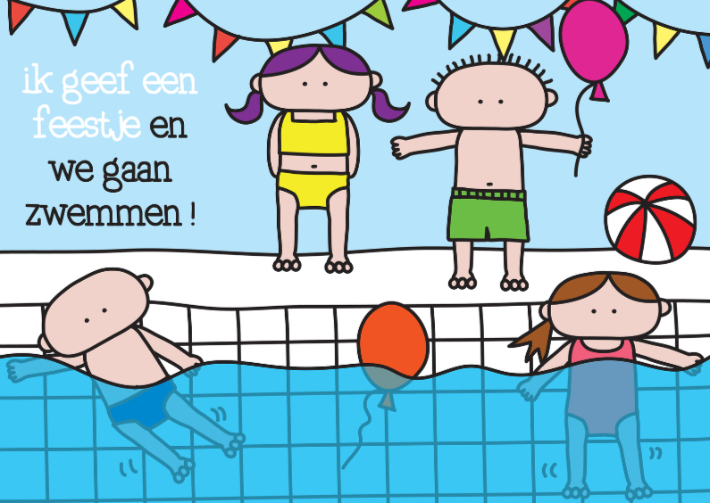 Uitnodiging Kinderfeestje Zwem - Kinderfeestjes Kinderfeestjes - Uitnodiging Kinderfeestje Zwem