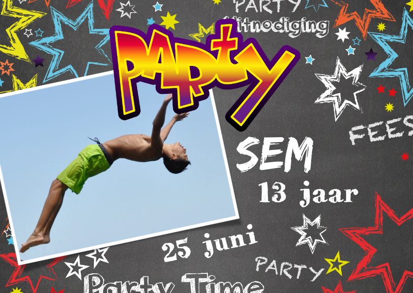 Uitnodiging kinderverjaardag stoer graffiti Party - Kinderfeestjes Kinderfeestjes - Uitnodiging kinderverjaardag stoer graffiti Party