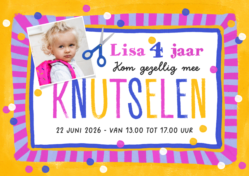 Uitnodiging knutsel & creatief kinderfeestje confetti - Kinderfeestjes Kinderfeestjes - Uitnodiging knutsel & creatief kinderfeestje confetti