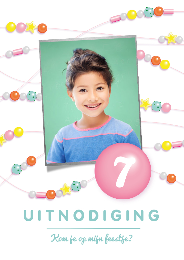Uitnodiging kralen kinderfeestje - Kinderfeestjes Kinderfeestjes - Uitnodiging kralen kinderfeestje