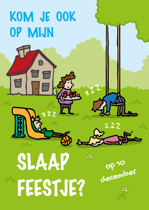 Kinderfeestjes - Uitnodiging Slaapfeestje Slapend in de tuin