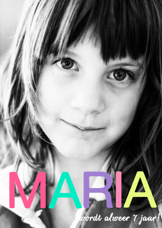 Uitnodiging ster foto Maria - Kinderfeestjes Kinderfeestjes - Uitnodiging ster foto Maria