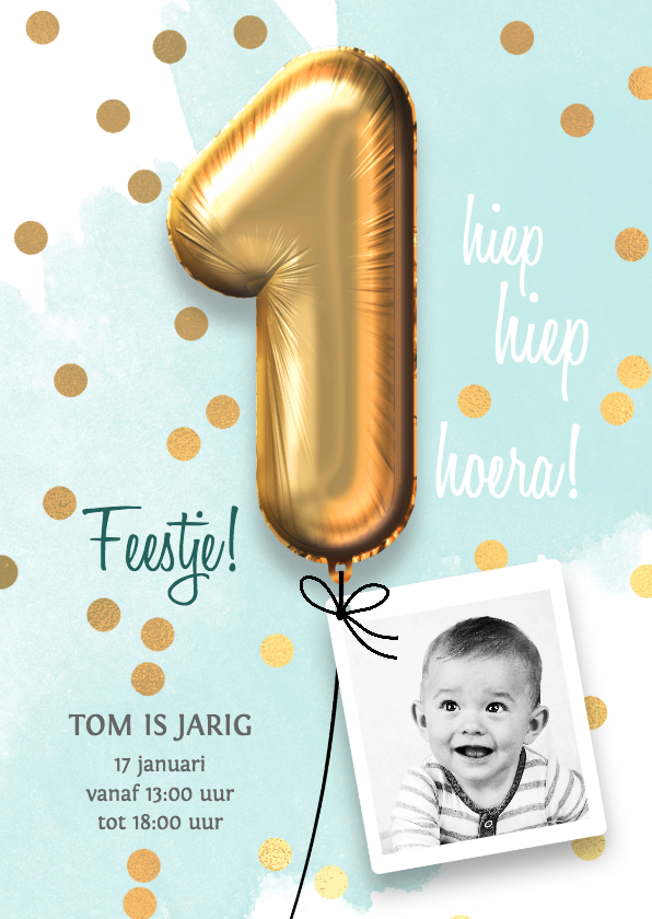 Kinderfeestjes - Uitnodiging verjaardag 1 jaar jongen