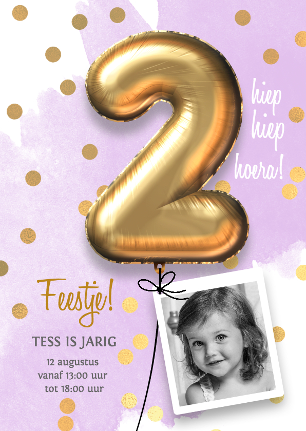 Kinderfeestjes - Uitnodiging verjaardag meisje 2 jaar