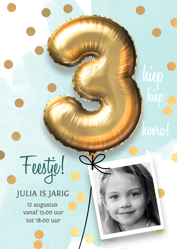 Kinderfeestjes - Uitnodiging verjaardag meisje 3 jaar