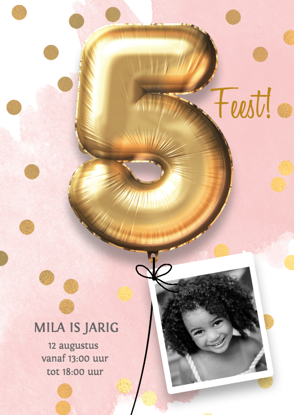Kinderfeestjes - Uitnodiging verjaardag meisje 5 jaar