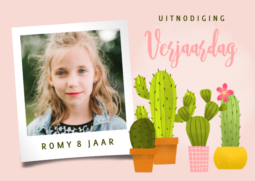 Kinderfeestjes - Uitnodiging voor een kinderfeestje met vrolijke cactussen