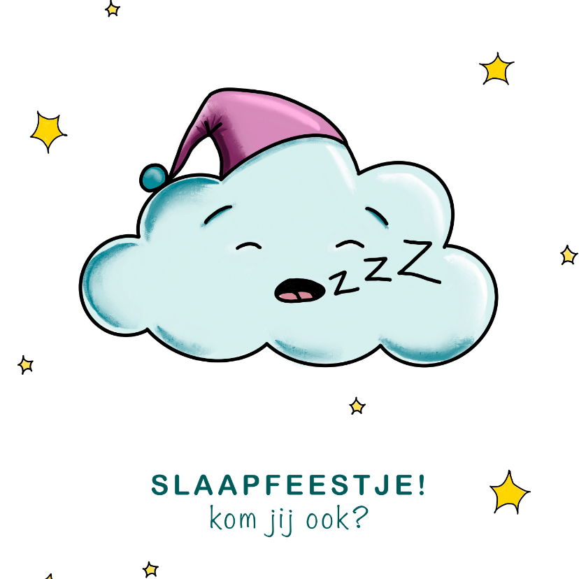 Kinderfeestjes - Uitnodiging voor een slaapfeestje met wolken en sterren