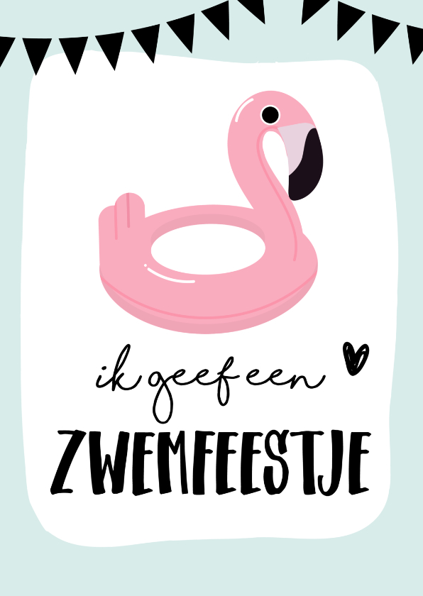 Kinderfeestjes - Uitnodiging zwemfeestje flamingo