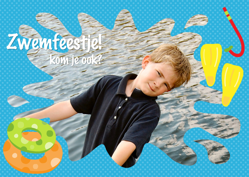 Uitnodiging Zwemfeestje Jongen - Kinderfeestjes Kinderfeestjes - Uitnodiging Zwemfeestje Jongen