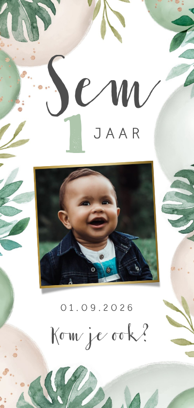 Uitnodigingskaart kinderfeestje ballonnen jungle foto - Kinderfeestjes Kinderfeestjes - Uitnodigingskaart kinderfeestje ballonnen jungle foto