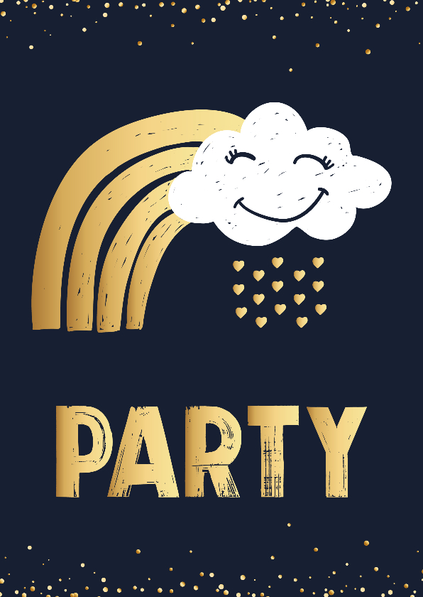 Uitnodigingskaart wolk goud - Kinderfeestjes Kinderfeestjes - Uitnodigingskaart wolk goud