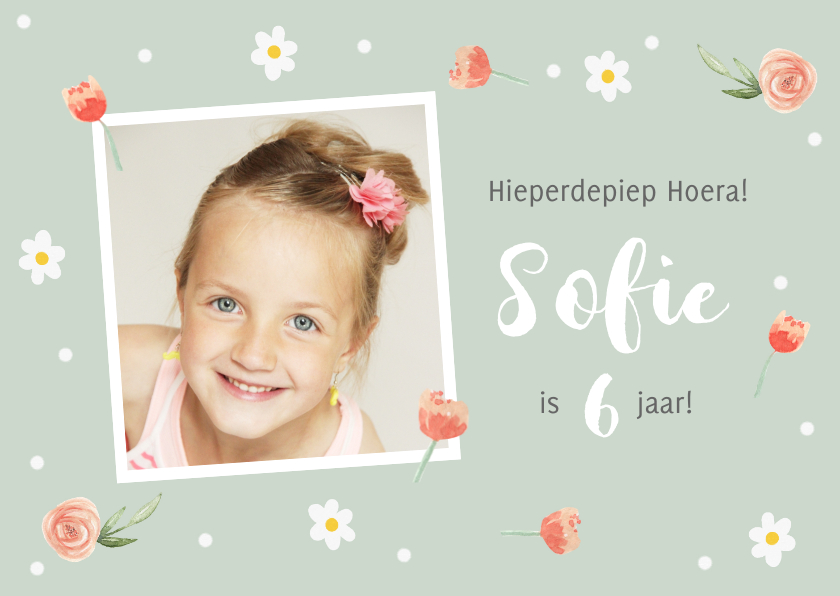 Kinderfeestjes - Uitnodigingskaartje bloemetjes