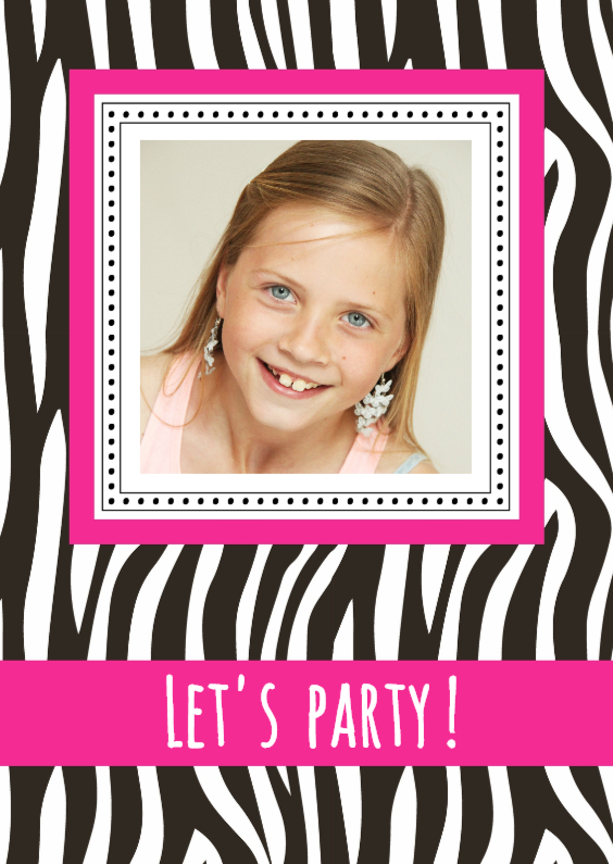 Uitnodigingskaartje zebra - Kinderfeestjes Kinderfeestjes - Uitnodigingskaartje zebra