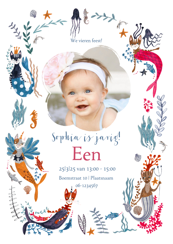 Verjaardags uitnodiging Caticorn en Mercats - Kinderfeestjes Kinderfeestjes - Verjaardags uitnodiging Caticorn en Mercats