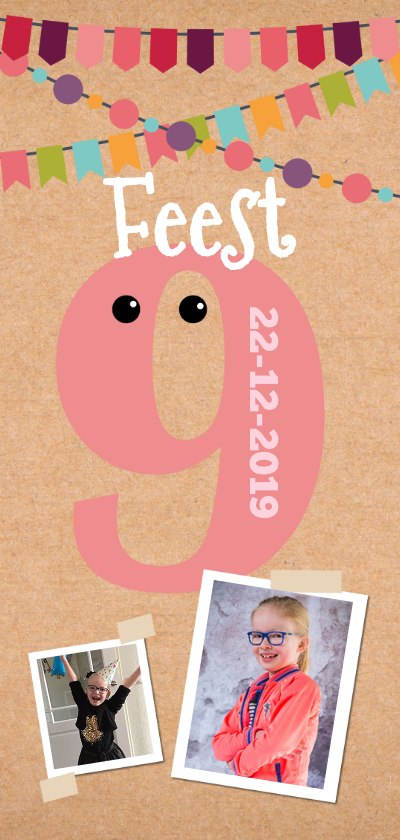 Verjaardagskaart meisje 9 jaar - Kinderfeestjes Kinderfeestjes - Verjaardagskaart meisje 9 jaar