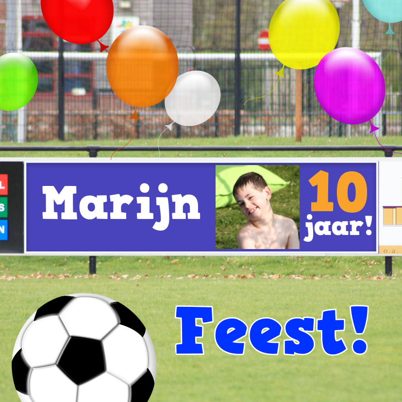 Voetbal reclame jarige zelf invullen - Kinderfeestjes Kinderfeestjes - Voetbal reclame jarige zelf invullen