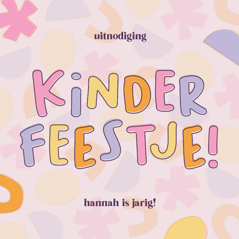 Kinderfeestjes - Vrolijke uitnodiging kinderfeestje met speelse letters 
