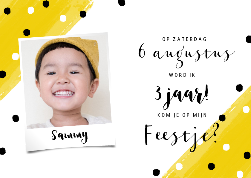 Vrolijke uitnodiging kinderfeestje met verf en confetti - Kinderfeestjes Kinderfeestjes - Vrolijke uitnodiging kinderfeestje met verf en confetti