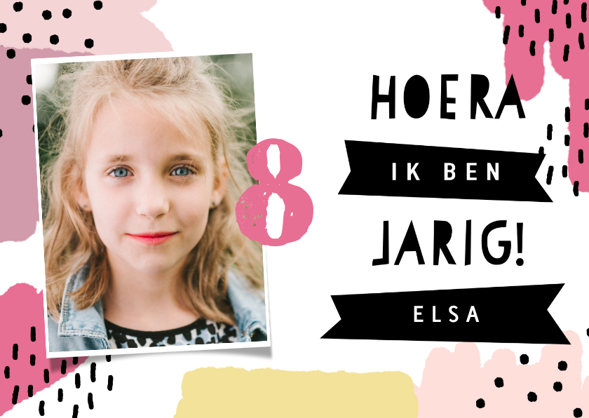 Vrolijke uitnodiging kinderfeestje verfstrepen en stipjes - Kinderfeestjes Kinderfeestjes - Vrolijke uitnodiging kinderfeestje verfstrepen en stipjes