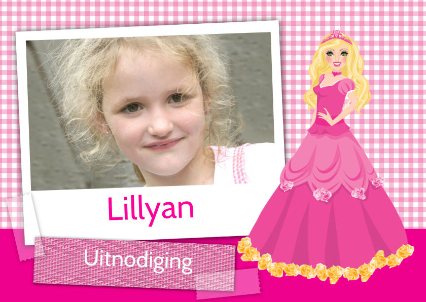 YVON barbie eigen foto uitnodiging - Kinderfeestjes Kinderfeestjes - YVON barbie eigen foto uitnodiging