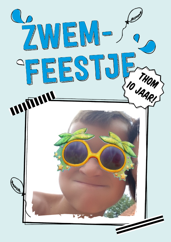 Zwemfeestje met eigen foto - Kinderfeestjes Kinderfeestjes - Zwemfeestje met eigen foto