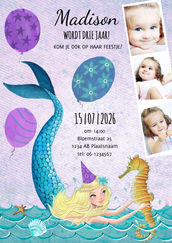 Zwemfeestje zeemeermin - Kinderfeestjes Kinderfeestjes - Zwemfeestje zeemeermin