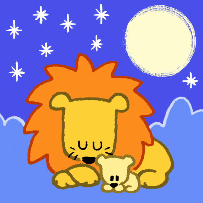 Kinderkaarten - Diertjes - mama en kind leeuw