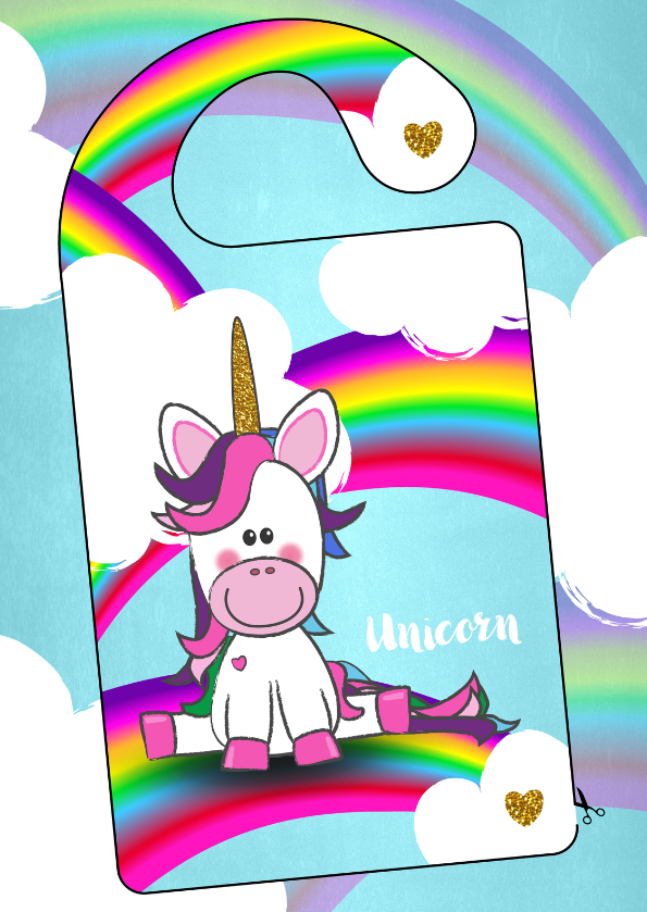 Kinderkaarten - DIY deurhanger met unicorn en je eigen naam