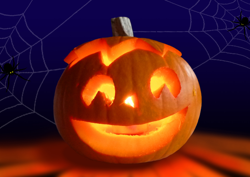 Halloween Pompoen met kaarslicht - Kinderkaarten Kinderkaarten - Halloween Pompoen met kaarslicht