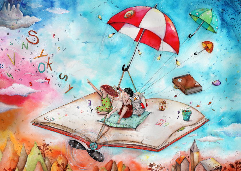 Het vliegend boek - Kinderkaarten Kinderkaarten - Het vliegend boek