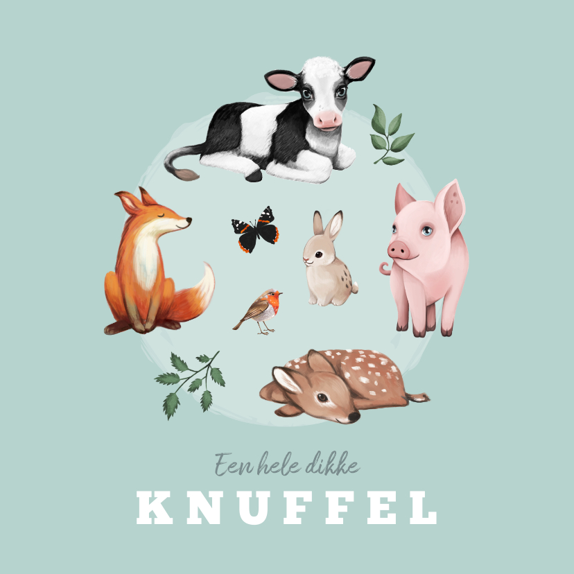 Kinderkaarten - Kinderkaart dieren dikke knuffel boerderijdieren 