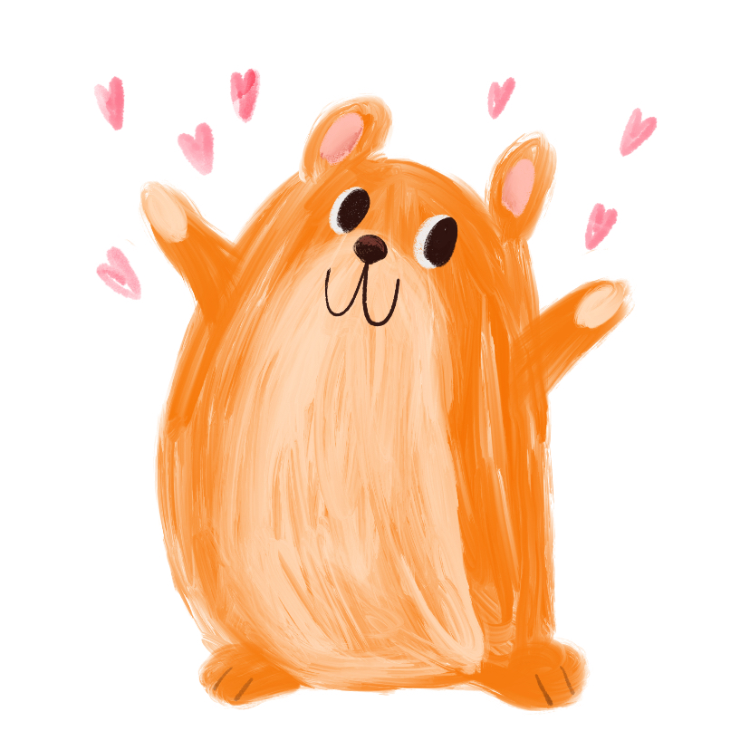 Kinderkaart hamster hartjes - Kinderkaarten Kinderkaarten - Kinderkaart hamster hartjes