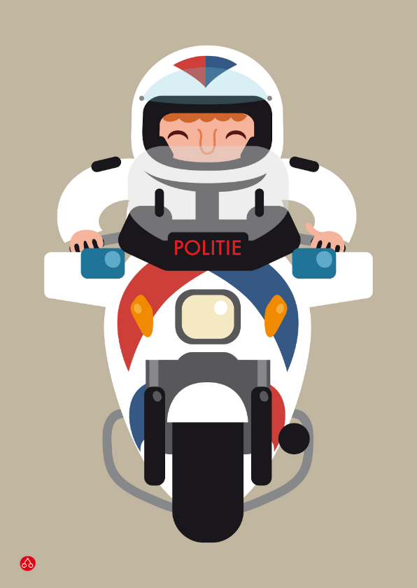 Kinderkaart met een illustratie van een motor agent - Kinderkaarten Kinderkaarten - Kinderkaart met een illustratie van een motor agent