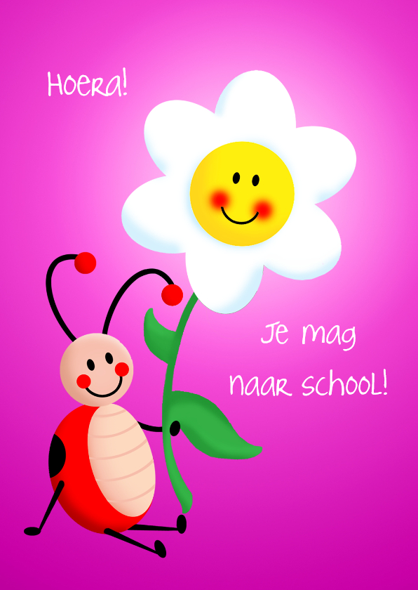 Kinderkaart naar school - roze - Kinderkaarten Kinderkaarten - Kinderkaart naar school - roze