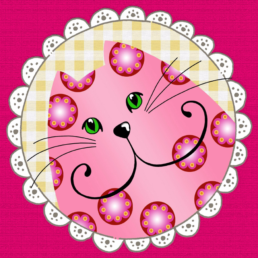 Kinderkaart Roze Katje - Kinderkaarten Kinderkaarten - Kinderkaart Roze Katje