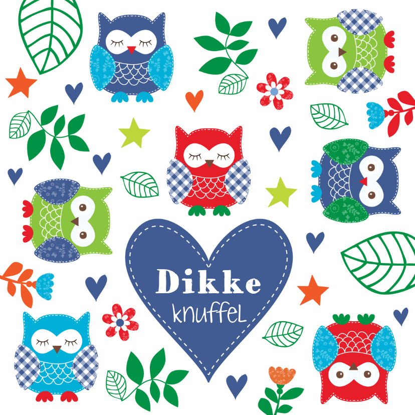 Kinderkaart uiltjes blauw jongen - Kinderkaarten Kinderkaarten - Kinderkaart uiltjes blauw jongen