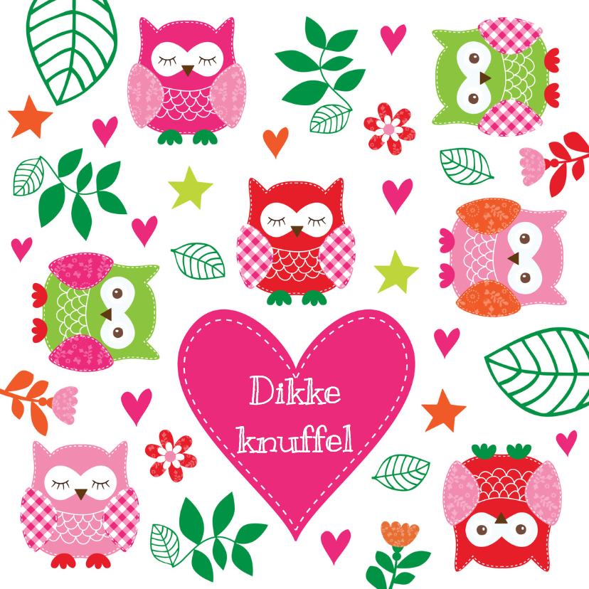 Kinderkaart uiltjes roze - Kinderkaarten Kinderkaarten - Kinderkaart uiltjes roze