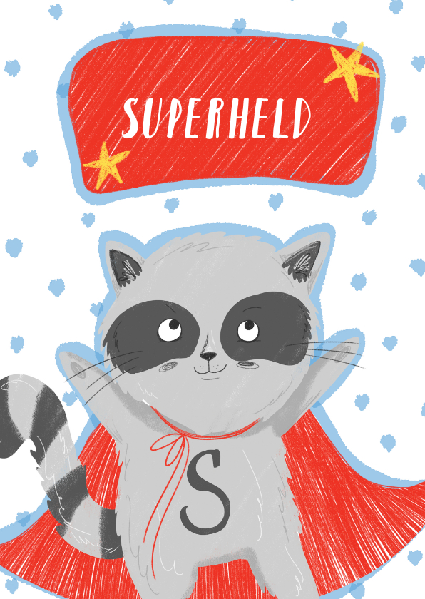 Kinderkaarten - Kinderkaart wasbeer superheld