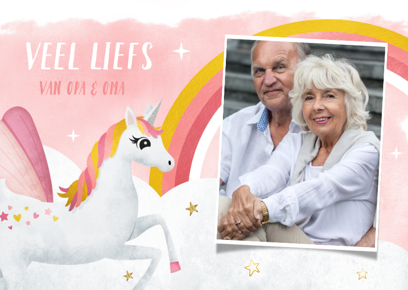 Kinderkaart zomaar met foto - groetjes van opa en oma - Kinderkaarten Kinderkaarten - Kinderkaart zomaar met foto - groetjes van opa en oma