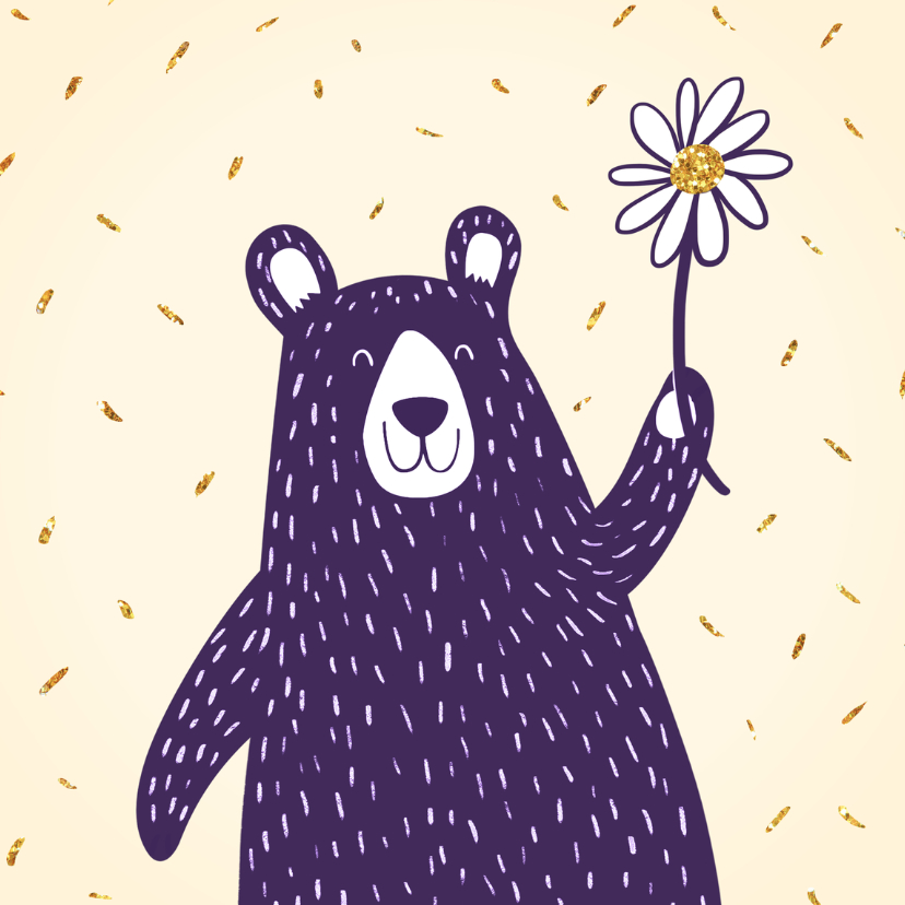 Kinderkaarten - Knuffelbeer met glitter