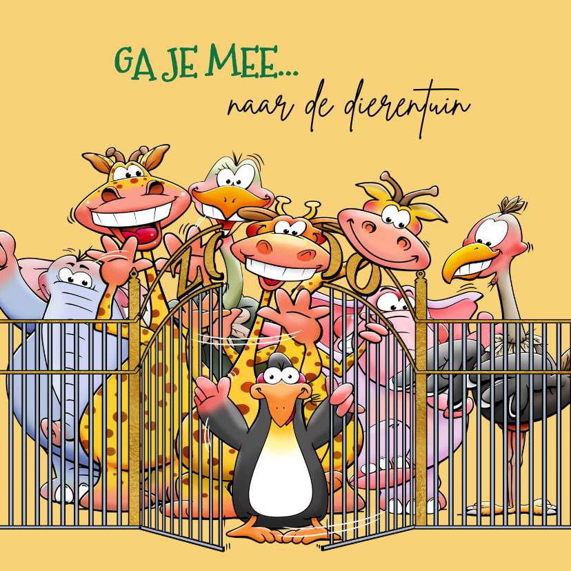 Leuke uitnodiging voor bezoek aan de dierentuin - Kinderkaarten Kinderkaarten - Leuke uitnodiging voor bezoek aan de dierentuin