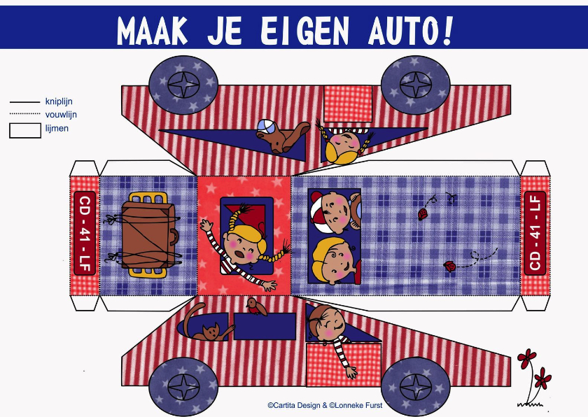Maak je eigen auto Jongen DIY knutsel kaart - Kinderkaarten Kinderkaarten - Maak je eigen auto Jongen DIY knutsel kaart